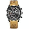 BINBOND B6022 30m Waterproof Luminous Multifunctional Quartz Watch, Color: Leather-Black Steel-Black