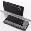 For Galaxy A31 Plated Mirror Horizontal Flip Leather Case with Holder(Black)