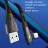 ROMOSS CB12C USB To 8 Pin Elbow With Light 2.4A Fast Charge Data Cable, Size: 1.2m(Black)