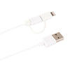 1m MFI 2 in 1 8 pin + Micro USB 2.0 Male to USB Data Sync Charging Cable(White)
