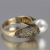 Women Retro Style Inlaid Delicate Synthetic Pearl Ring Jewelry(7)