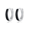 S925 Sterling Silver Simple Black White Ear Studs Women Earrings