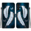 For Samsung Galaxy A15 Crystal Texture Colored Drawing Leather Phone Case(White Butterfly Feathers)