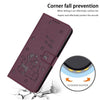 For vivo Y300 Global / V40 Lite IDN Embossed Kitten Phone Leather Case with Lanyard(Wine Red)