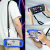 For Steam Deck Shockproof Game Console Case with Holder & Shoulder Strap(Blue+Transparent)
