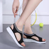 Women Breathable Platform Sandals Flying Woven Wedge Beach Sandals, Size: 39(Navy blue)