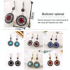 2 Pairs Ethnic Sun Flower Style Rhinestone Earrings Long Earbobs(Silver+Light Blue)