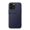 For iPhone 14 Pro Max Litchi Leather Magnetic Full Coverage Shockproof Phone Case(Navy Blue)