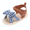 Bow Plaid Soft Weave Crib Anti-Slip Baby Girls Summer Shoes Anti-Slip Single Sandals, Size:13(Blue)