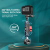 PULUZ Motorcycle Rearview Large Clamp CNC Metal Magic Arm Rod Mount