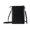 Stone Texture Card Holder Mobile Phone Zipper Bag with Long Strap(Black)