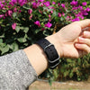 Washable Nylon Canvas Watchband, Band Width:24mm(Black with Silver Ring Buckle)