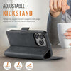 For iPhone 15 Pro AutSpace A11 Side Buckle MagSafe Magnetic RFID Phone Leather Case(Black)