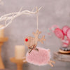 Christmas Tree Wooden Plush Elk Pendant Festival Decorations(Pink)