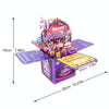 Colorful 3D Three-dimensional Handmade Hollow Paper Carving Birthday Card(Purple)