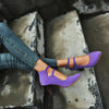 Women Shoes Plus Size Double Buckle Heel Heels, Size:36(Purple)