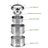 Outdoor Camping Mini Stainless Steel Wood-burning Stove Solid alcohol Stove for Picnic Heating