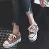 Women Thick-Soled Inner Heightened Semi-Slipper Canvas Shoes Lazy One-Legged Platform Shoes, Size: 39(Milk Tea)