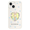 For iPhone 15 Plus Skin Feeling Jelly TPU Hybrid PC Phone Case(Love Flower Rabbit White)