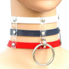 Harajuku Fashion Punk Gothic Rivets Collar Hand 3-rows Caged Leather Collar Necklace(White+Dark Blue+Red)