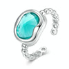 BSR323 Sterling Silver S925 Silver Synthetic Paraiba White Gold Plated Ring(Open Adjustable)