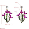 Cactus Alloy Retro Earrings With Colored Rhinestones(Green)