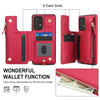 For Samsung Galaxy A52 5G Double Flap Zipper RFID Leather Phone Case with Short Lanyard(Red)