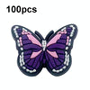 100pcs Butterfly Cartoon Shoe Flower Removable PVC Soft Rubber Cave Shoes Buckle(Purple)
