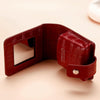 Simple Cowhide Crocodile Pattern Lipstick Bag Storage Portable Makeup Bag With Mirror(Red Wine)