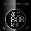 6620 12 Inch LED Simple Wall Clock Living Room Round Silent Digital Temperature And Humidity Electronic Clock(Black Frame EU Plug)