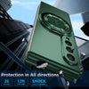 For Samsung Galaxy Z Fold4 360 Rotation Ring Holder MagSafe Shockproof PC Phone Case(Dark green)