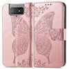 For Asus Zenfone 8 Flip Butterfly Love Flower Embossed Horizontal Flip Leather Case with Holder & Card Slots & Wallet & Lanyard(Rose Gold)