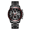 OCHSTIN   6112 Men Multi  Function Watch Fashion Sports Business Calendar Luminous Men Watch Quartz Watch Steel Watch(Black)