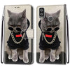 For Alcatel 1L (2021) Coloured Drawing Cross Texture Horizontal Flip PU Leather Case with Holder & Card Slots & Wallet & Lanyard(Golden Chain Grey Cat)
