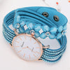 Women Round Dial Flower Diamond Studs Bracelet Watch(Pink)