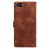 For iPhone 6 Plus / 7 Plus / 8 Plus Lace Floral Embossed Magnetic Buckle Leather Phone Case(Brown)