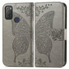 For Alcatel 1S 2021 Butterfly Love Flower Embossed Horizontal Flip Leather Case with Holder & Card Slots & Wallet & Lanyard(Gray)