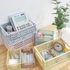 Folding Stackable Storage Basket Plastic Hollow Home Office Organizer Container Small Light Blue