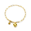 OPK 1161 Cool Style Peach Heart Round Pendant Stainless Steel Bracelet, Color: Gold