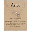 12 Zodiac Signs With Diamonds Necklace Card Rhinestones Collarbone Chain Pendant, Style: Aries Silver