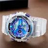SANDA 298 Watch Men And Women Transparent Watch Waterproof Multi Functional luminous Movement Double Display Couple Electronic Watch(Blue Woman)