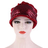 Women Breathable Wild Empty Top Hat Sequined Turban Hat, Size:One Size(Black)