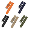 Washable Nylon Canvas Watchband, Band Width:24mm(Dark Blue with Silver Ring Buckle)