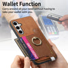 For Samsung Galaxy S25+ 5G Retro Cross Leather Ring Horizontal Insert Card Bag MagSafe Phone Case(Brown)
