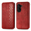 For  ASUS Zenfone 10 Cubic Grid Pressed Magnetic Leather Phone Case(Red)