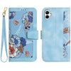 For Samsung Galaxy A06 4G Floral Pattern Leather Phone Case with Lanyard(Light Blue)