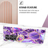 For Samsung Galaxy S25 Ultra 5G Splicing Marble Flower IMD TPU Phone Case Ring Holder(Dark Purple)