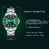 SANDA 1099 Steel Belt Electronic Watch Men Quartz Watch Simple Personalized Wristwatch(Green)