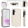 For Samsung Galaxy A35 5G Double Flap Zipper RFID Leather Phone Case with Short Lanyard(White)