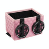 Car Armrest Box Folding Storage Box Multifunctional Water Cup Holder(Leather Pink)